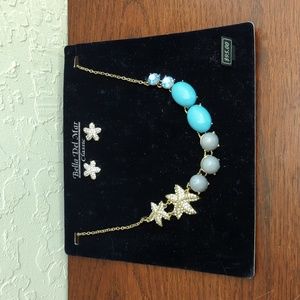 NEW Vintage Bell Del Mar Starfish Mixed Media Earrings and Necklace Set